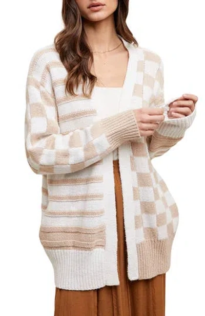 Wishlist Mixed Cardigan In Cream/taupe