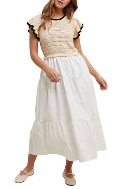 Wishlist Mixed Media Midi Dress In White