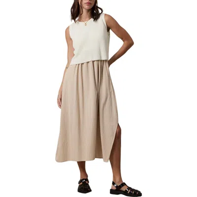 Wishlist Mixed Media Midi Dress In Neutral