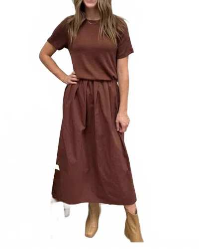 Wishlist Mixed Media Sweater Midi Dress In Burlwood/wine In Brown