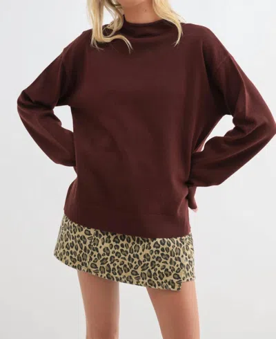 Wishlist Mock Neck Sweater In Bordeaux