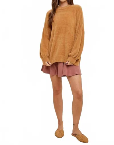 Wishlist Mohair Balloon Sleeve Sweater In Brown