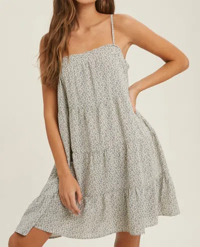 Wishlist Monrovia Floral Print Oversized Dress In Natural/dusty Blue In Grey