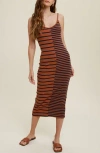 Wishlist Multi Stripe Knit Midi Dress In Brown