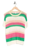 Wishlist Multicolor Stripe Short Sleeve Sweater In Multi