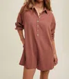 Wishlist Nora Button Up Linen Romper In Brick In Brown