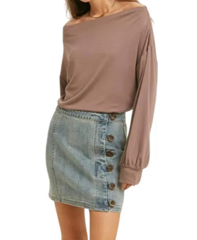 Wishlist Off The Shoulder Knit Bodysuit In Mocha In Brown