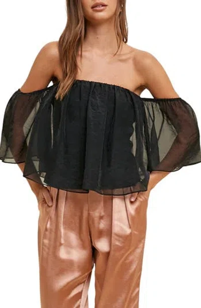 Wishlist Off The Shoulder Organza Top In Black