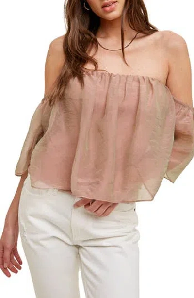 Wishlist Off The Shoulder Organza Top In Metallic