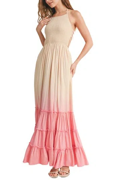 Wishlist Ombré Smocked Maxi Dress In Pink