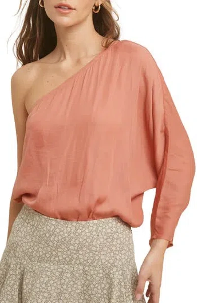 Wishlist One-shoulder Satin Top In Pink