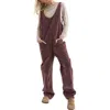 Wishlist Open Back Corduroy Jumpsuit In Burgundy