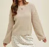 Shop Wishlist Open-knit Balloon Sleeve Sweater In Natural
