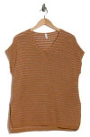 Wishlist Open Knit Dolman Sleeve Split Seam Sweater In Brown