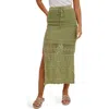 Wishlist Open Stitch Drawstring Cotton Midi Skirt
