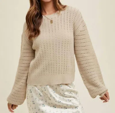 Wishlist Open-knit Balloon Sleeve Sweater In Natural In Neutral