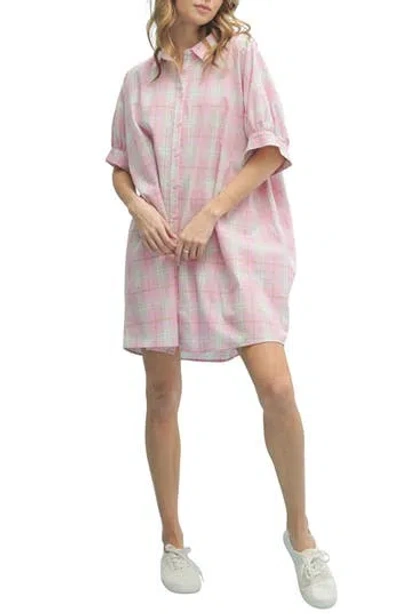 Wishlist Oversize Button-up Shirtdress In Pink