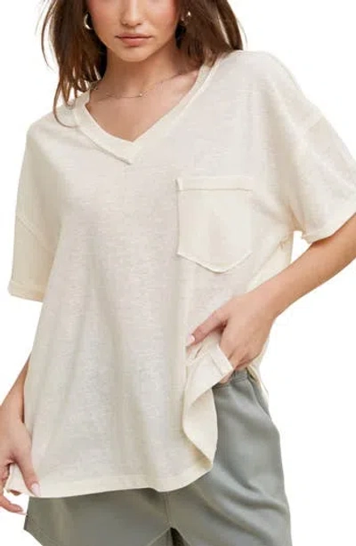 Wishlist Oversize V-neck Tee In Off White