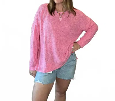 Wishlist Oversized Knit Sweater In Pink In Animal Print