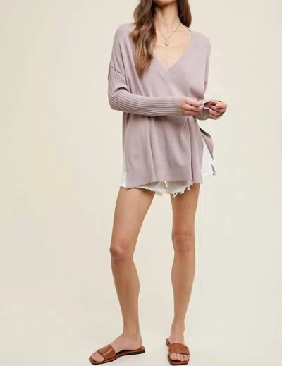 Wishlist Oversized V-neck Sweater With Ribbed Sleeves In Midnight