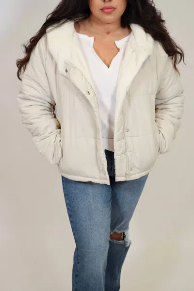 Wishlist Padded Sherpa Collar Jacket In Ecru