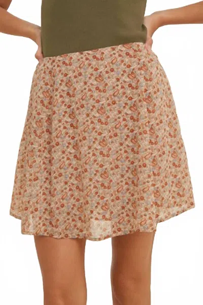 Wishlist Paisley Floral Lined Mink Skirt In Apricot In Multi