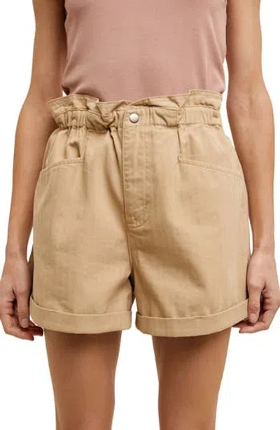 Wishlist Paperbag Waist Twill Shorts In Brown
