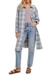 Wishlist Plaid Brushed Long Shacket In Blue