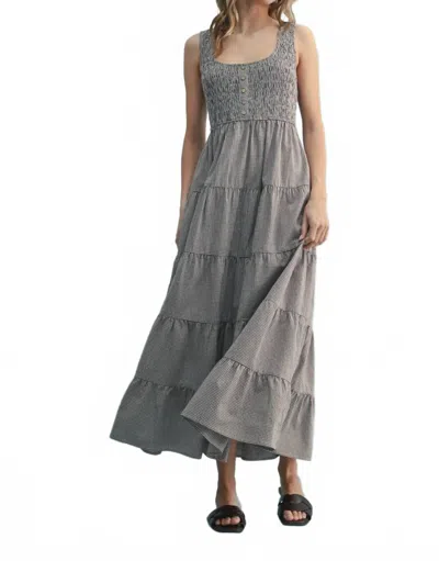 Wishlist Plaid Tiered Midi Dress In Black/white In Gray