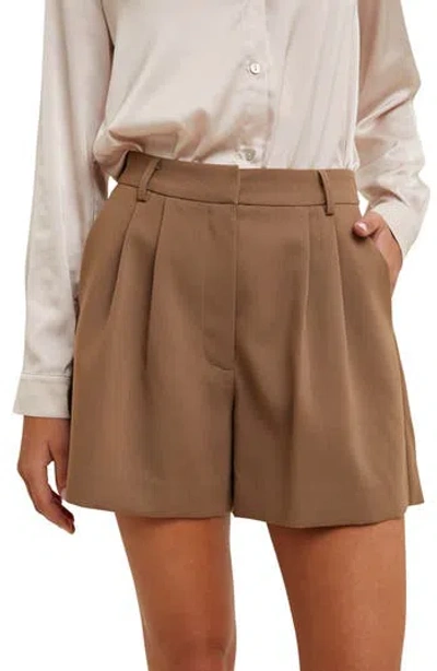 Wishlist Pleat Twill Shorts In Brown