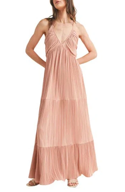 Wishlist Pleated Satin Maxi Dress In Pink