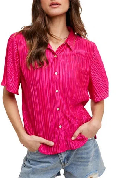 Wishlist Pleated Satin Shirt In Pink