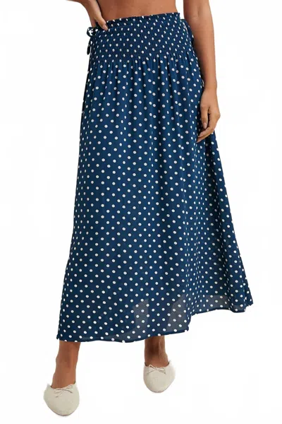 Wishlist Polka Dot Midi Skirt In Navy In Blue