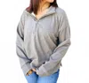 Wishlist Praying Daily Relaxed Crop Half-zip Pullover Sweater In Toffee In Gray