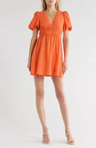 Wishlist Puff Sleeve Dress In Orange