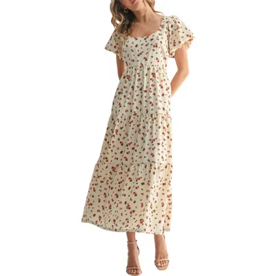 Wishlist Puff Sleeve Midi Dress In Multi