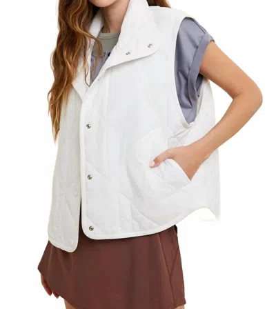 Wishlist Quilted Button-up Vest In White