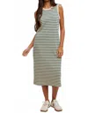Wishlist Quinn Midi Dress In Mid Peach & Forest Green In Multi