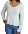 Wishlist Quinn Peplum Sweater In Cream In White