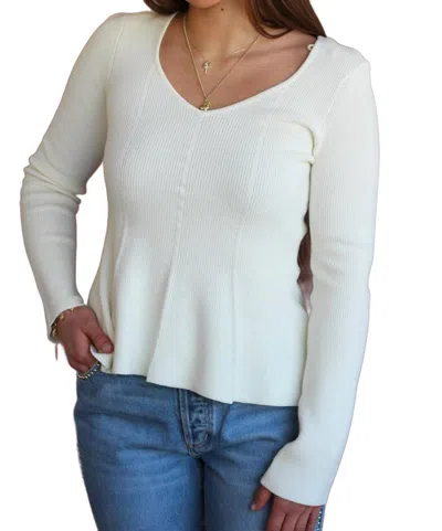 Wishlist Quinn Peplum Sweater In Cream In White