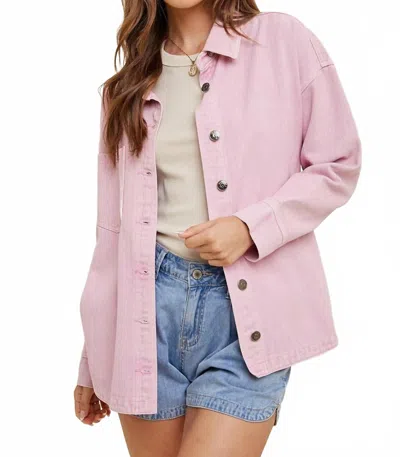 Wishlist Rachelle Denim Shacket In Bubblegum In Pink