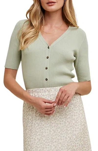 Wishlist Rib Knit Top In Green