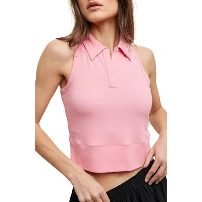 Wishlist Ribbed Collared Tank In Pink