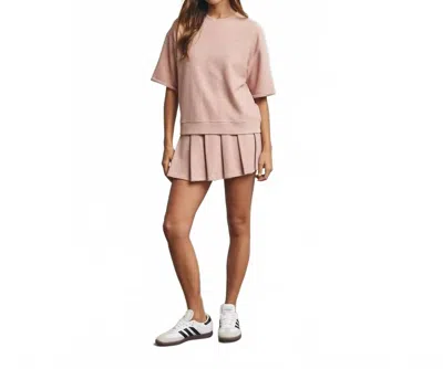 Wishlist Ribbed Knit Half Sleeve Top In Mauve In Pink