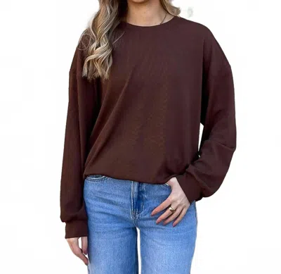 Wishlist Ribbed Knit Pullover Top In Chocolate In Brown