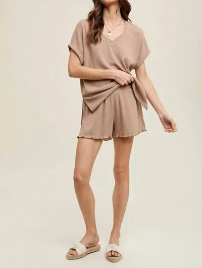 Wishlist Ribbed Knit Short In Mocha In Brown