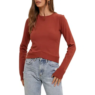 Wishlist Ribbed Knit Top In Burgundy