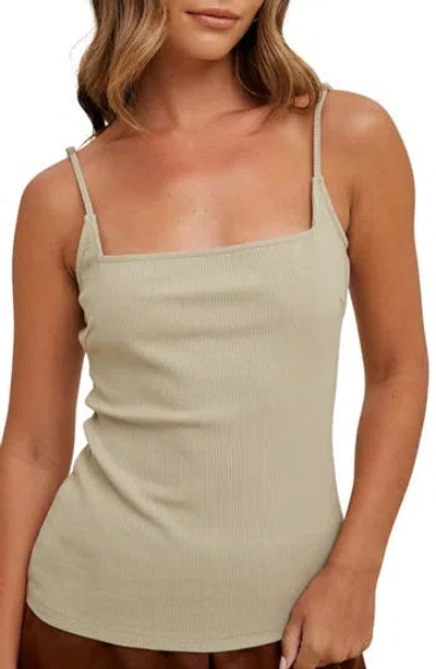 Wishlist Ribbed Square Neck Cami In Nude