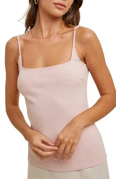 Wishlist Ribbed Square Neck Cami In Pink