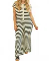 Wishlist Rosemary Relaxed Striped Jumpsuit In Black/cream In Multi